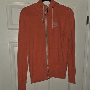 Nike Men's Orange Full-Zip Hoodie with Drawstring